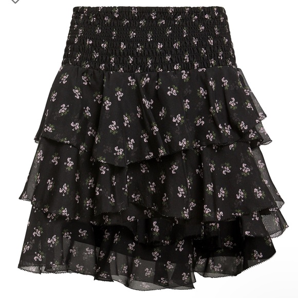 Intermix Keelan floral SILK high waist mini skirt NWOT - Picture 5 of 6